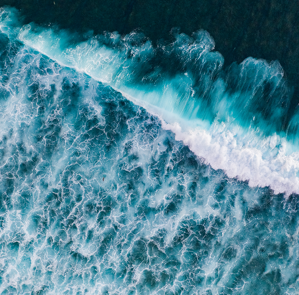 Aerial view of ocean waves